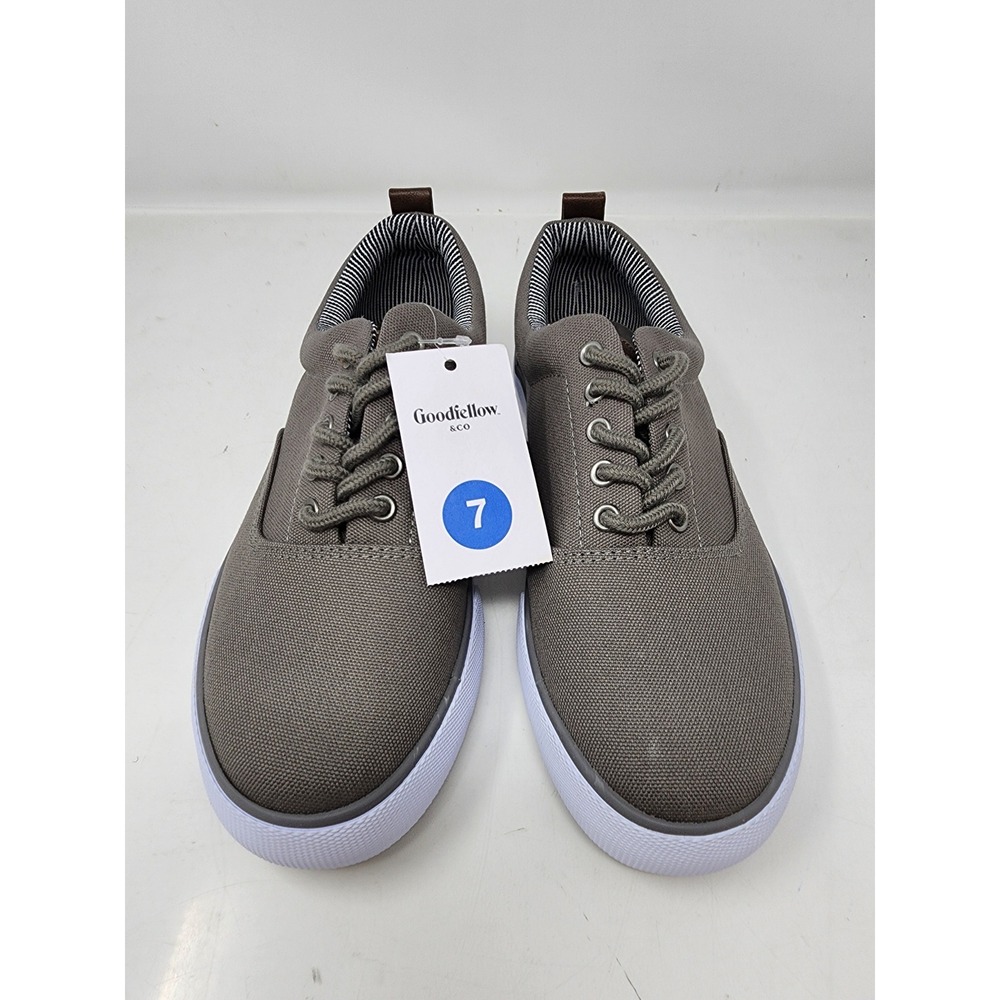 Goodfellow & Co Jeffrey Mens Gray Canvas Lace Up Sneakers Size 7 Low Top Shoes